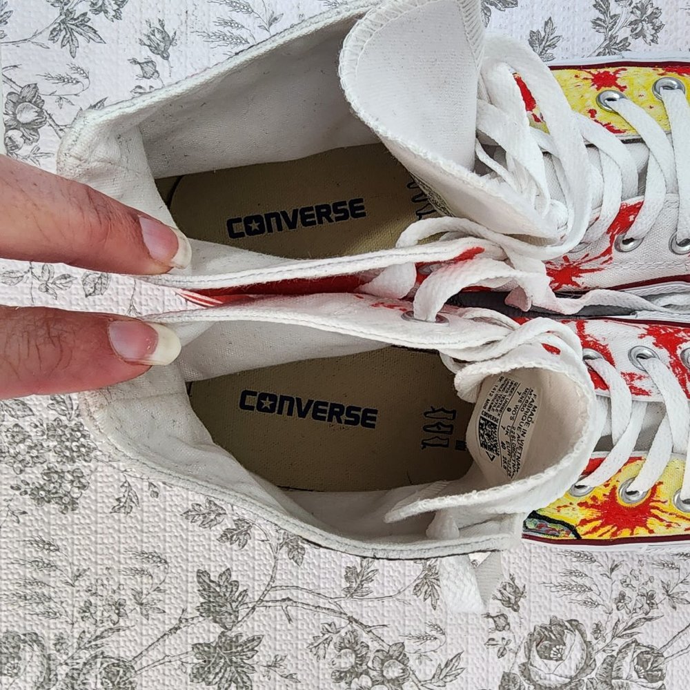 Custom Painted Zombie Hunter/Splatter Hi-Top Converse All-Stars Unisex W9/M7 - Picture 11 of 12